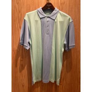 Vintage 90s Nat Nast Pastel Polo Shirt Green Blue Silk Blend Men's Medium